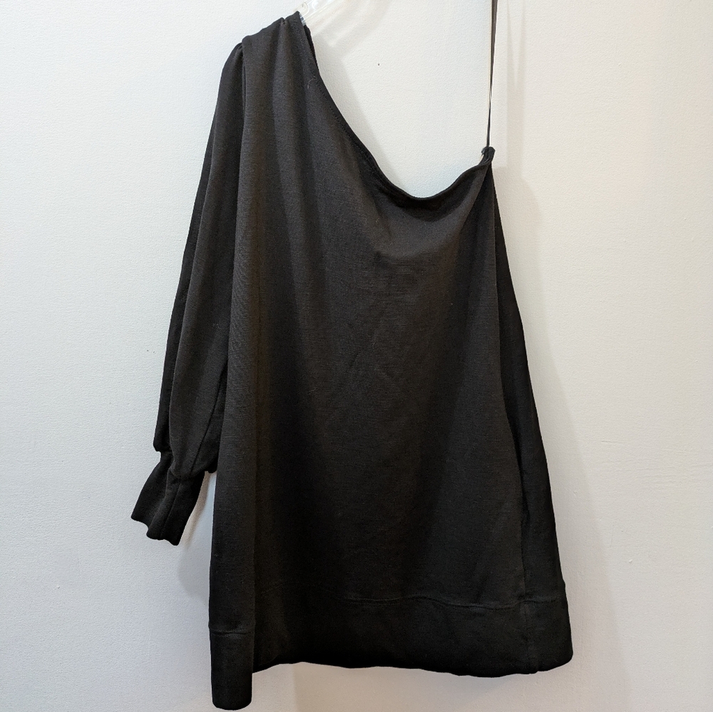Free People Zoya Black One-Shoulder Shift Dress, Womens XS